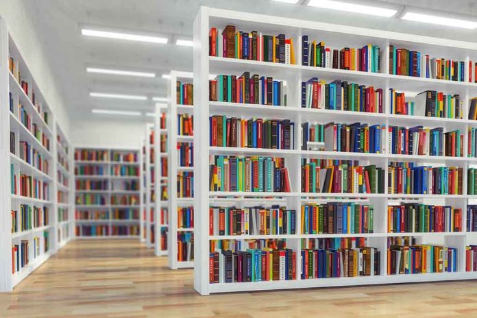 1383239789 featured image Modern library with rows of colorful bookshelves.