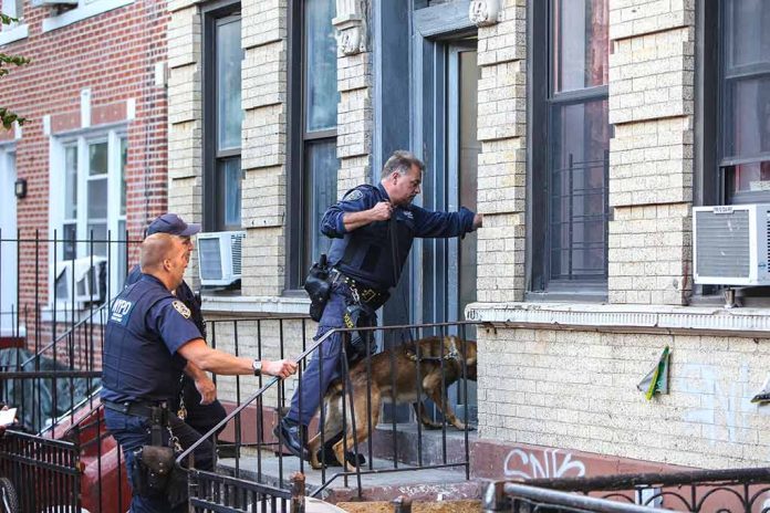 156304121 featured image Officers with police dog entering a brick building