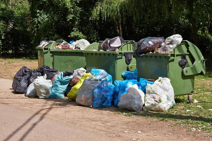 272587109 featured image Overflowing garbage bins with bags on the ground.