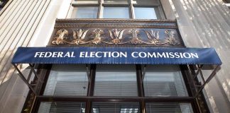 Federal Election Commission building entrance with awning