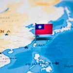 Flag of Taiwan on map