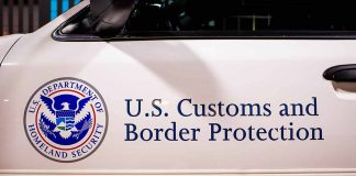 U S Customs and Border Protection vehicle logo and text