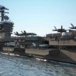 Aircraft carrier deck with jet planes