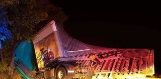 Fatal Crash Sparks Immigration Policy FURY An overturned truck on the side of the road at night with emergency lights
