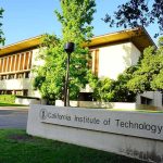 Exterior view of the California Institute of Technology building surrounded by trees