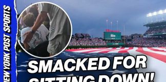 Cubs fan gets SMACKED after REFUSING to stand for National Anthem! 🇺🇸