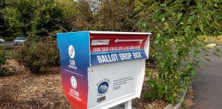 Postal Gatekeepers? Ballots Hit a Wall Ballot drop box in a parking lot
