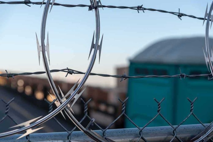 shutterstock_1491114395 Razor wire on a chain-link fence