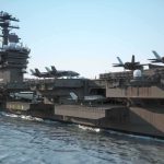 Navy’s Last Super Hornets—But Not Goodbye Aircraft carrier at sea with fighter jets on deck