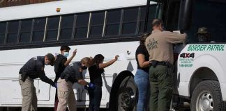 Teacher Says Violent Criminals Shouldn’t Be Deported Border patrol officers investigating people near a bus.