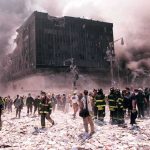 9/11 ‘Man in the Red Bandana’ Receives Medal of Freedom Emergency responders and civilians amidst debris at a disaster site