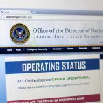 Webpage showing government agency site with operating status notice