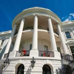 The White House south portico with columns and balcony