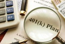 401(k) plan document under magnifying glass