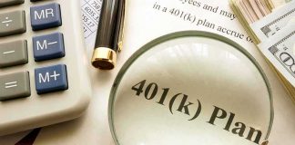 401(k) plan document under magnifying glass