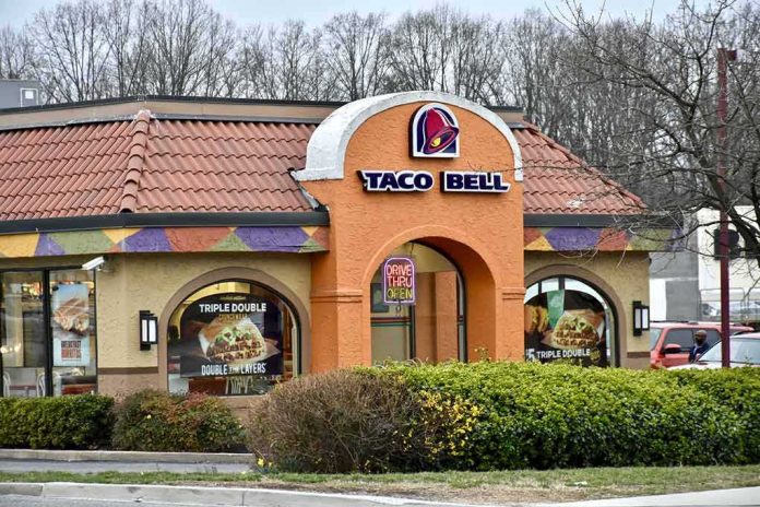 Taco Bell restaurant exterior with arched entrance