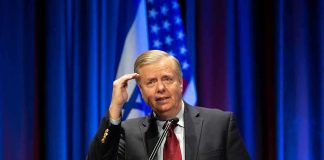 Graham’s Sister Battling to KEEP His Seat Lindsey Graham speaking at a podium during a conference