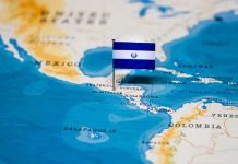 El Salvador Sends Troops After Haitian KIDNAPPERS Map of Central America with a flag of El Salvador pinned on it